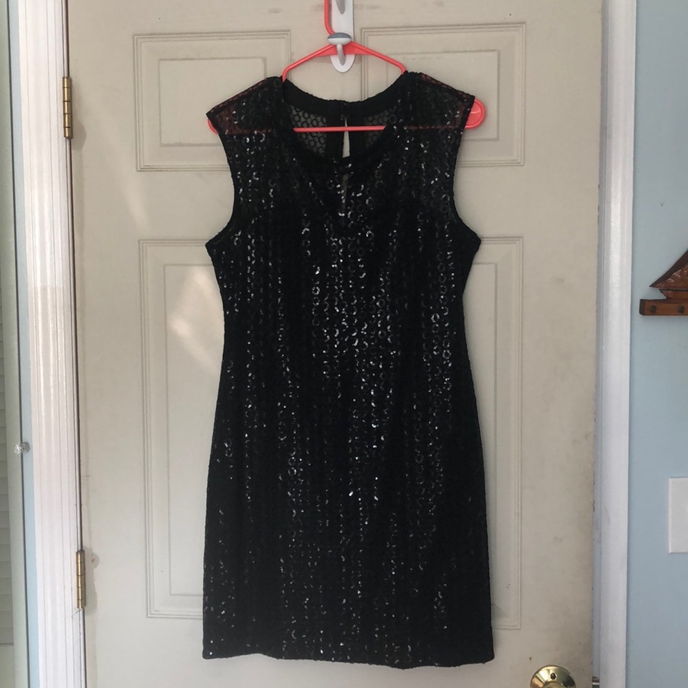 Black sequin mini dress